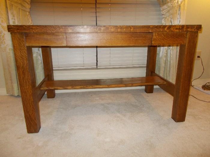 Vintage Oak Desk/Library Table - 1 drawer with paper label of manufacturer on bottom - REALLY great shape - if you like vintage oak, you will love this piece!!