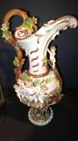 28" Tall Majolica urn with cherubs, dogs & deer......absolutely stunning!
