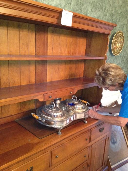 Solid cherry hutch and buffet made by Charles Utherman well know cabinet maker in Nashville