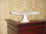 White Glass Pedestal Cake Plate