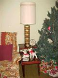 Mahogany End Table & Vintage Lamp