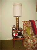 Mahogany End Table & Vintage Lamp