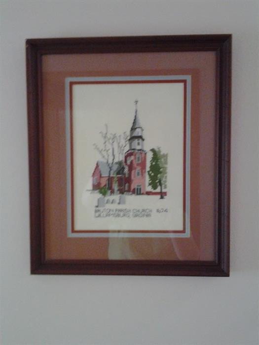 One of several hand stitched wall art pieces