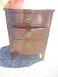 VINTAGE BEDROOM SET. HIGH BOY DRESSER, NIGHTSTAND AND KING BED.