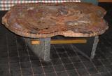 ONE OF A KIND. PETRIFIED WOOD TABLE. COST OVER $16.000.. CLIENT WOULD LIKE $9000.