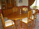 THIS BEAUTIFUL DINING ROOM SET IS FROM DANIA...FINE LINES AND QUALITY AS US ALWAYS SEE FROM DANIA..