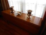 Large Harvest table and silver plate