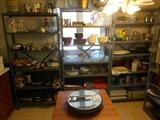 kitchen ware, Jewel Tea nesting bowls and water pitcher, lots of silverware and serving pieces in the drawers!