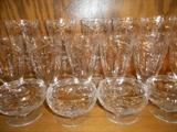 Enormous set of cut crystal, service for 12 and about 6 pieces per service, pitcher, plates