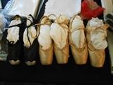 1930s toe shoes, a few vintage dance costumes