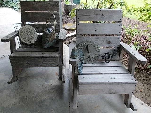 Garden and patio furniture and yard art.