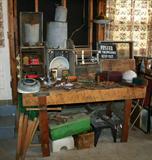 Nice work bench with attached wood working vise.