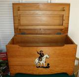 The interior of the Hopalong Cassidy Toy Chest is also in nice condition.