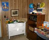 Farmer Peet's 1957 Calendar, Working Vintage Airline Record Player, Painted Dresser, Buco Helmets