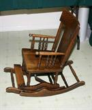 Antique Convertible Oak High Chair Rocker