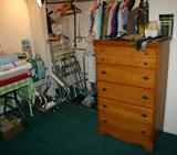 Tall Solid Chest of Drawers in very nice conditon as well as some health aids ( canes, walkers, commode, grab bars & more).