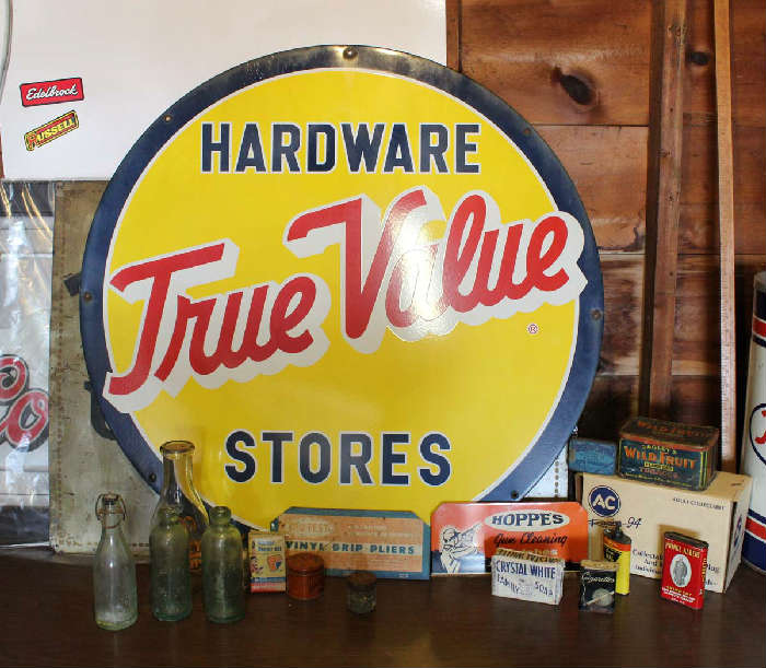 Large True Value Porcelain Sign.