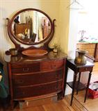 Made in Owosso Woodard Wooden Vanity Dresser with Mirror.