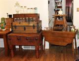 Awesome Vintage full sized Antique Butcher Block Table! Two Wood Trunks and a Nice Vintage Drop Leaf Table
