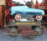 1950's Murray Pedal Car, Peter Pan Steel Wagon / With Glass for Coffee Table.