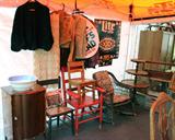 Persian Lamb Short Coat some nice chairs for repurposing and a few nice vintage Field Hunting coats as well as a three tiered Table / Stand.