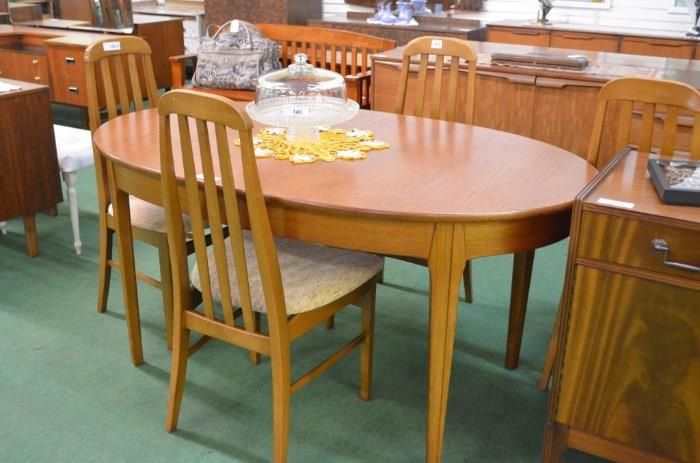 TEAK DINING TABLE AND CHAIRS