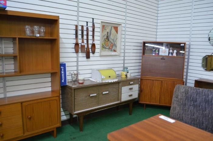 MID CENTURY WALL UNITS, SIDEBOARDS, BOOKCASE