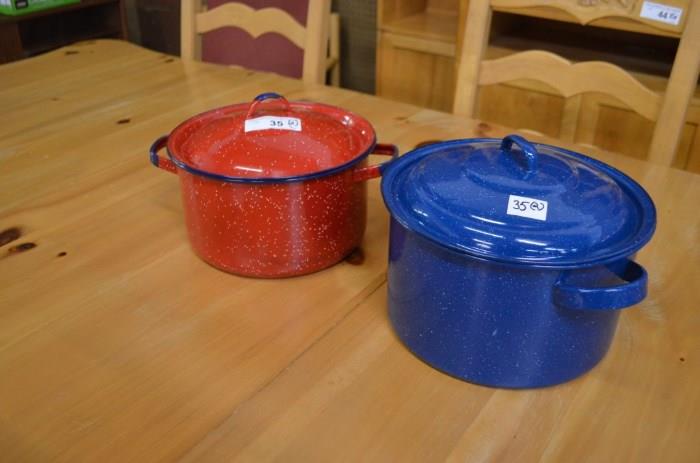 ENAMEL COVERED COOKING POTS