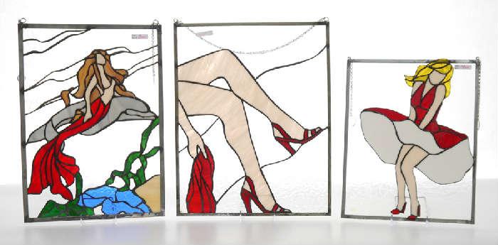 Stained Glass Panels: Mermaid, Legs, & Marilyn
