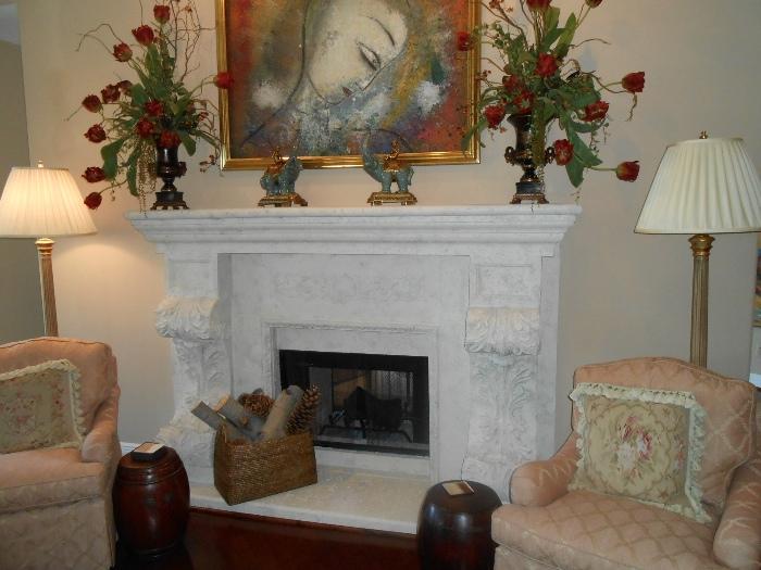 Fireplace Surround is just what you want! It is real stone, and beautiful. 