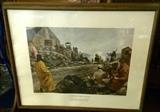Several antique framed lithographs