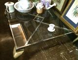 Great circa 1970's chrome & glass coffee table