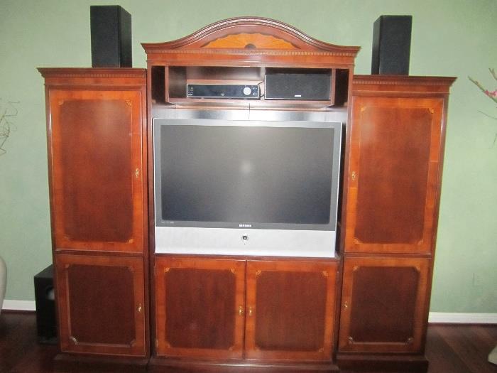 CUSTOM MADE ENTERTAINMENT CENTER WITH DOORS  TV NOT FOR SALE