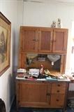 Super-clean fantastic Hoosier cabinet with complete set of spice jars and Hooser cook book.
