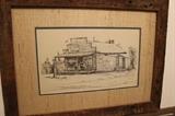 Framed old store print.