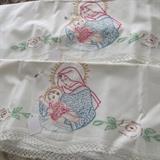 Hand embroidered and crochet pillowcases