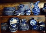 Dinner Set of Flow Blue "Touraine"