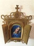 A Hand-painted Framed Porcelain of the Madonna