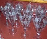 Tiffin stemware and matching plates