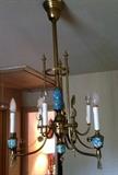 Brass and Champlevé Chandelier