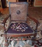 French Needlepoint and Cane Childs Chair