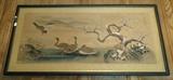 Signed Silk Painting "Geese & Willow" by Fu San 