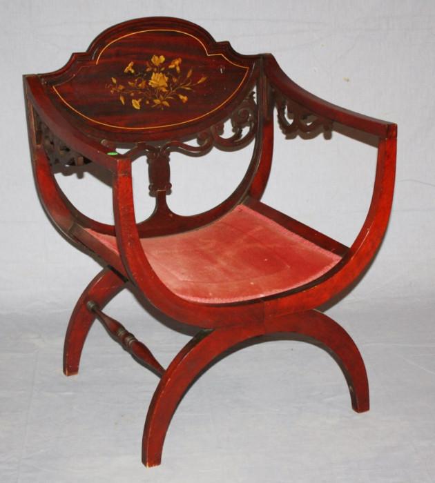 English Victorian floral inlaid chair