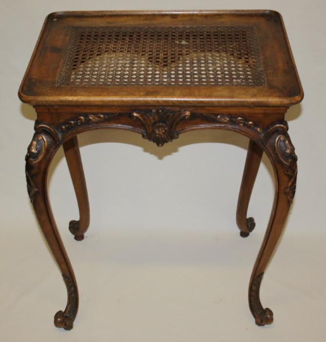 French Louis XV caned top side table