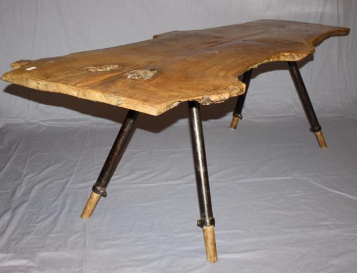 Reclaimed wood top desk on steel legs 