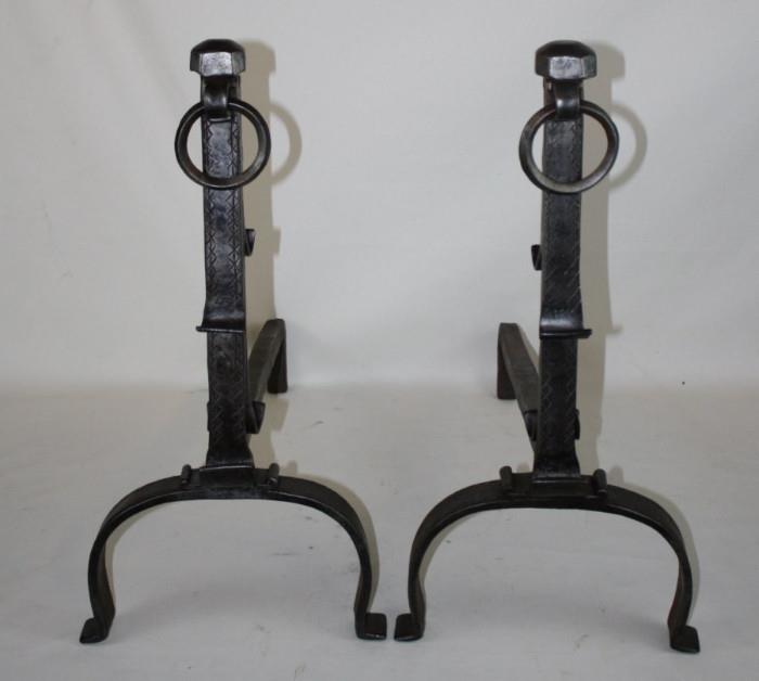 Set of French iron andirons 