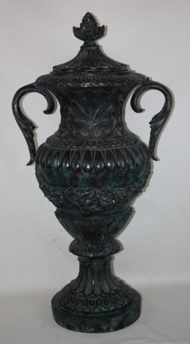 Large scale bronze lidded urn 