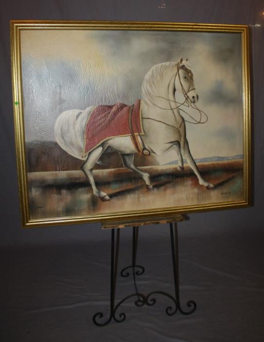 Oil on canvas depicting Arabian horse 