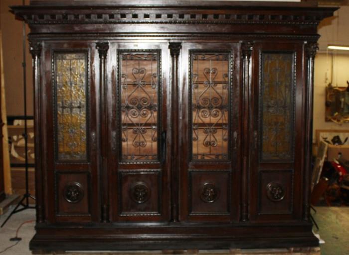 Italian Renaissance 4 door bookcase in walnut 