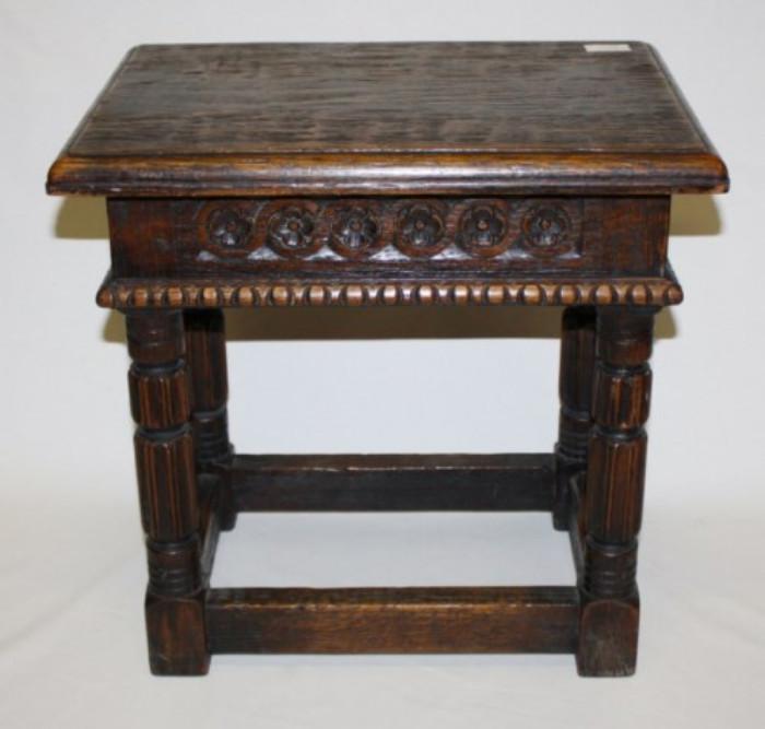 French carved stool in oak 